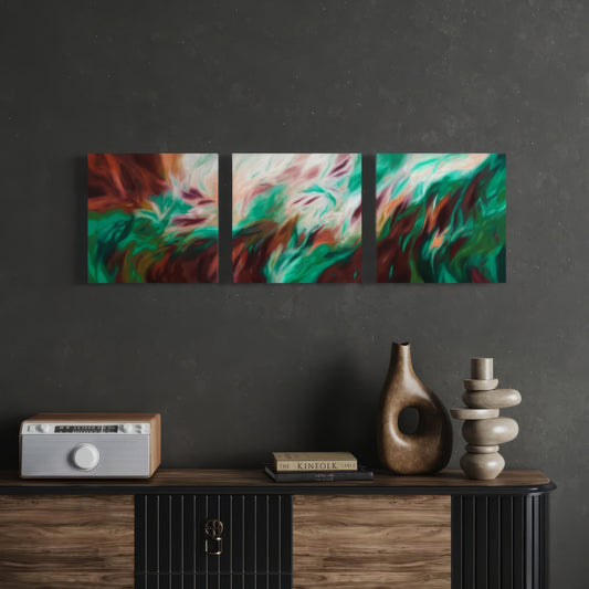 The Dawning of Crimson and Emerald Seas | Original Triptych Set